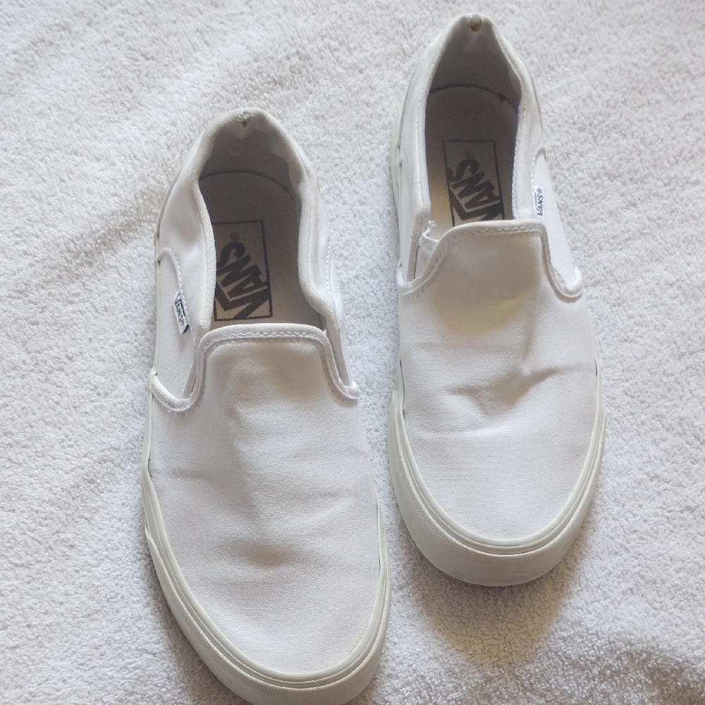 Vans Classic White Canvas Slip-Ons